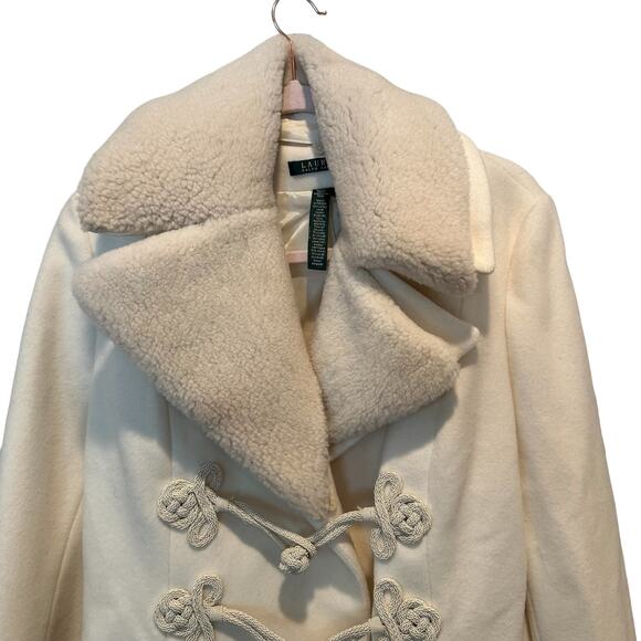 NWT Ralph Lauren Boho Norther Lights Peak Cream Wool Shearling Lined Coat L - Picture 5 of 13